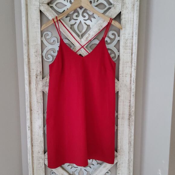 Kyo Women's Sleeveless Strappy Shift A-line Mini Dress in Deep Red - Picture 4 of 10